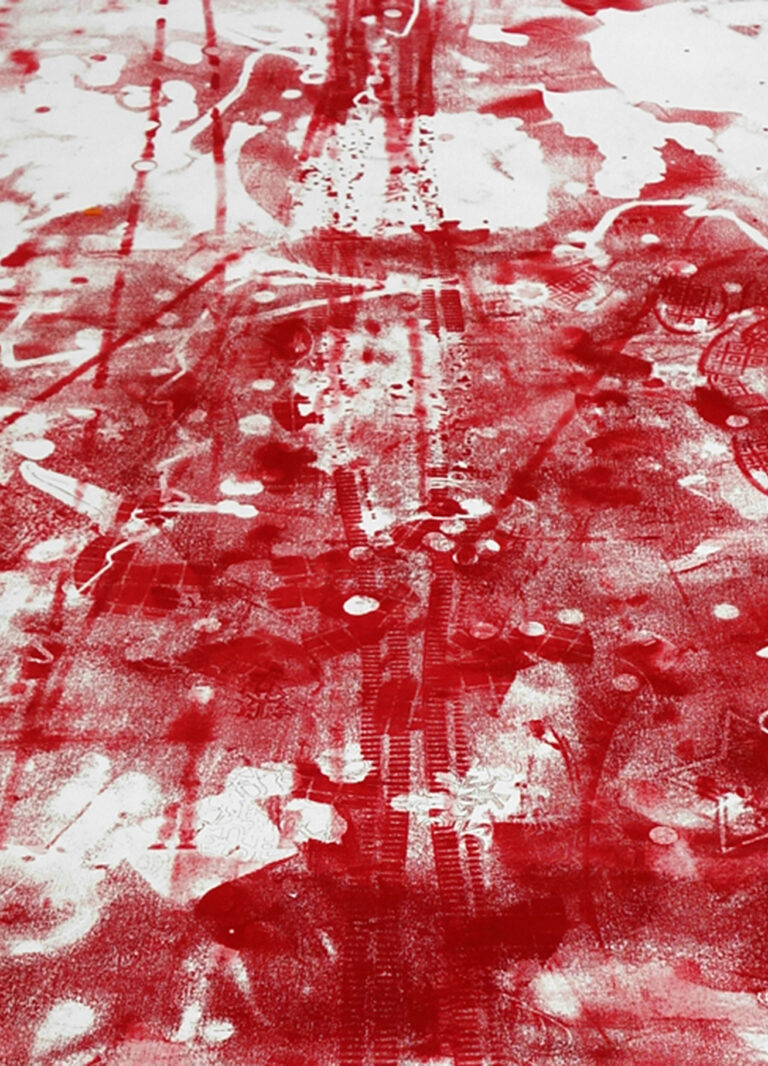 Röd bild med vita inslag