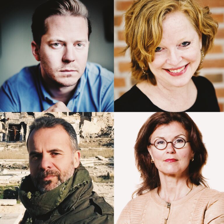 fyra porträtt i färg med Anders Rydell, Ida Östenberg, Kassem Hamadé, Heidi Avallan