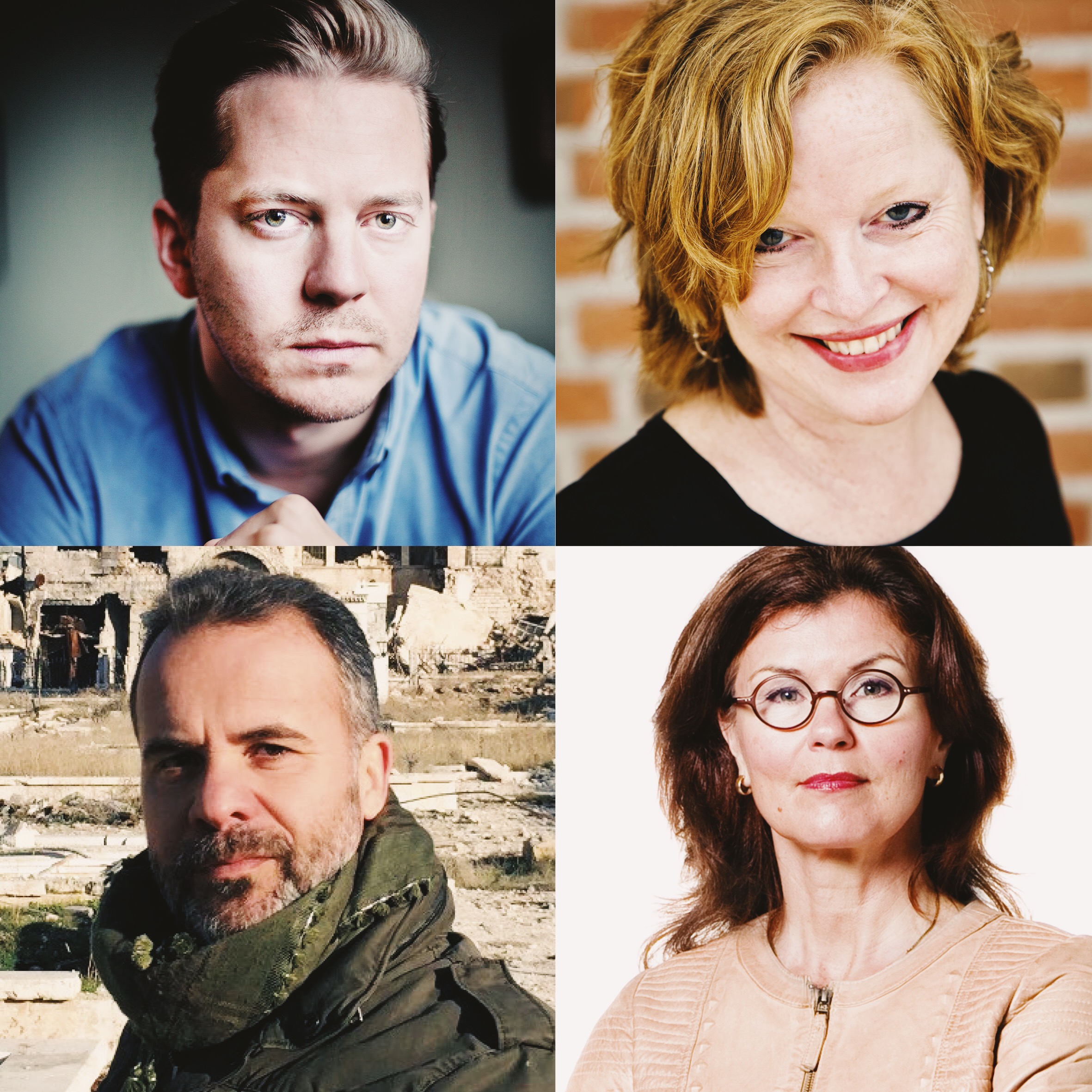 fyra porträtt i färg med Anders Rydell, Ida Östenberg, Kassem Hamadé, Heidi Avallan