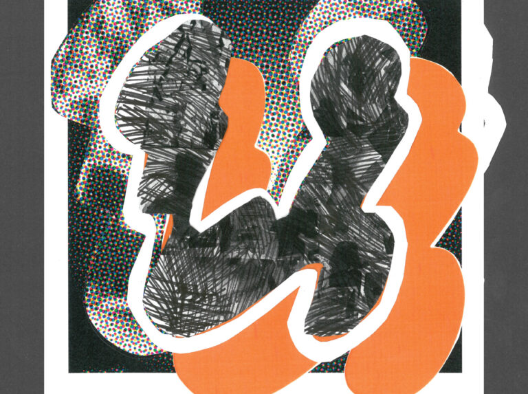 Digitalt ritad bild av insidan av ett rum med en svart, en vit och en grå vägg. Bubblor i luften och ettor och nollor på ena väggen.